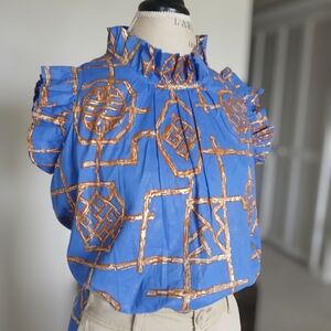 Jude Connally Miley Top Bamboo Gold &  Blue .